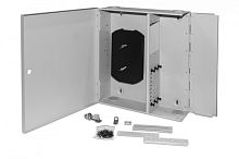 Бокс оптический универсальный настенный от 8 до 48 портов (SC duplex LC ST FC) со сплайс пластиной без пигтейлов и проходных адаптеров серый, Hyperline FO-WBX-6xSLT-W140H42-48UN-GY | код 250444 | Hyperline