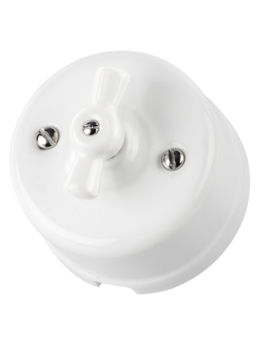 Выключатель фарфоровый поворотный 2-кл. с ручкой (бантик) 10А белый «Болонь» TDM | код SQ1820-0010 | TDM Выключатель фарфоровый поворотный 2-кл. с ручкой (бантик) 10А белый «Болонь» TDM | код SQ1820-0010 | TDM