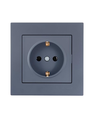 Розетка 1-м СП Vesna с заземл. защ. шторки ПБТ механизм графит LEZARD 742-3488-124B