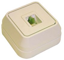 Розетка телефонная 1-м ОП 16А IP20 крем. Makel 45214