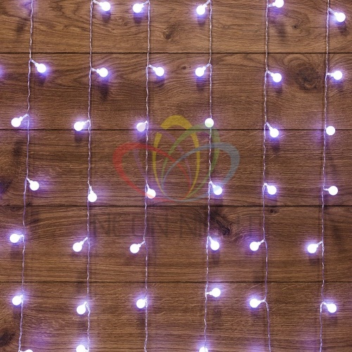 Гирлянда "Светодиодный Дождь" 1.5х1.5 м с насадками шарики свечение с динамикой LED бел. 230В провод прозр. | код 235-045 | Neon-Night