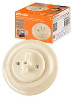 Выключатель скрытой установки фарфоровый поворотный перекрёстный с ручкой (бантик) 10А сл. кость «Бо | код SQ1820-0318 | TDM