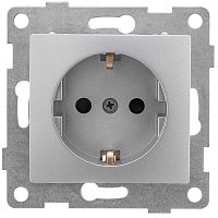 Розетка 1-м СП Bravo 16А 250В с заземл. защ. шторки механизм серебр. | код С10Р4-004 | GUSI