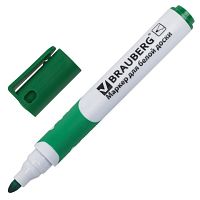 Маркер для доски BRAUBERG SOFT, ЗЕЛЕНЫЙ, резиновая вставка, круглый наконечник, 5 мм, 151251 | код 151251 | BRAUBERG