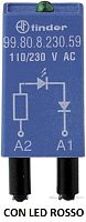 Модуль индикации и защиты, красный LED + диод (+ A1), 6...24В DC | код 9980902490 | FINDER
