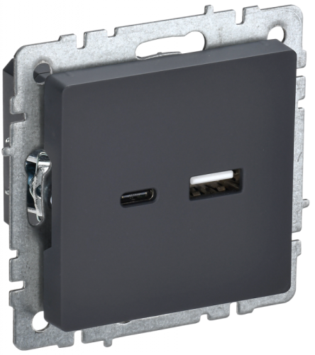 BRITE Роз. USB A+C 18Вт РЮ11-1-БрГ граф. IEK | код BR-U22-018-K53 | IEK