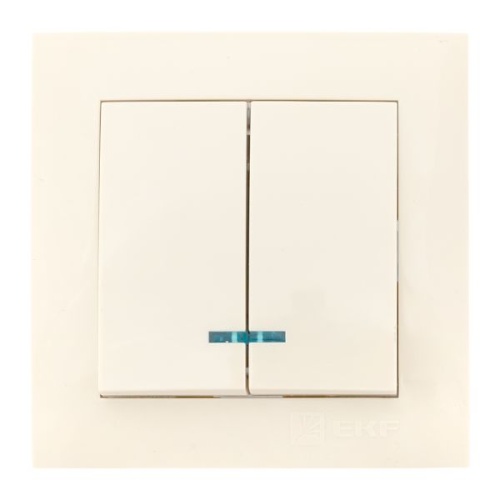 Валенсия выключатель 2-кл, 10А кремовый с индикатором PROxima | код EWV10-123-20 | EKF фото 2