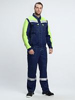 Костюм Сфера NEW (ткань Смесовая,210) полукомбинезон, темно-синий/лимонный, 64-66/ 182-188 | код 87468101 | Факел