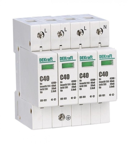 Ограничитель перенапряжений 4P 40кА C 420В ОП-101 | код. 18018DEK | DEKraft 