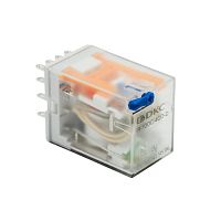 Реле миниатюрное промышленное общего назначения, 4CO, ком. ток 6А, AgSnO?, напряжение 12V DC, опция: тест-кнопка+светодиод+защитный диод | код IR-12DC-4CO-D | DKC