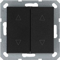 Выключатель двухклавишный для штор 10A 250V~ с накладкой, цвет Антрацит | код G3028B | Jasmart