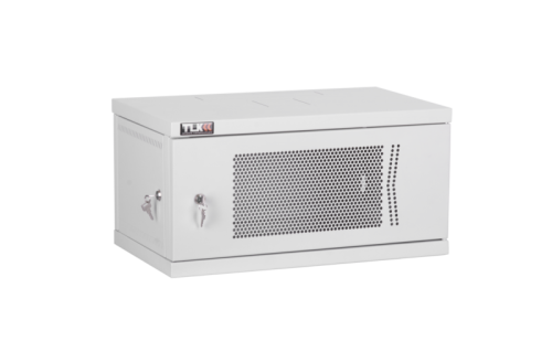 Настенный разборный шкаф TLK 19, 6U, перфорированная дверь, Ш600хВ303хГ350мм, 1 пара монтажных направляющих, серый | код TWI-066035-P-GY | TLK