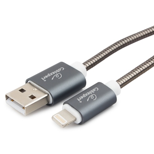 Кабель Cablexpert для Apple CC-G-APUSB02Gy-1.8M, AM/Lightning, серия Gold, длина 1.8м, титан, блистер | код CC-G-APUSB02Gy-1.8M | Cablexpert