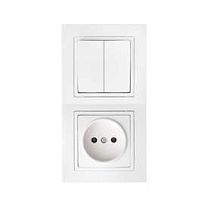 Беларусь Блок скрытый: выключатель двухклавишный + розетка | код 2В-РЦ-727 | БелТИЗ