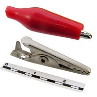 Зажим-крокодил RUICHI 8-0025 под пайку/обжим, 6 мм, 3 А, красный | код 70082 | Ruichi