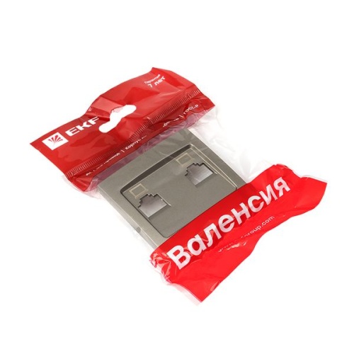 Валенсия лицевая панель розетки RJ-45 2-местная кашемир PROxima | код ESK02-L-035-40 | EKF фото 3