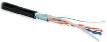 Кабель витая пара F/UTP категория 5 2 пары (24 AWG) одножильный (solid) экран - фольга внешний PE черный, Hyperline FUTP2-C5-S24-OUT-PE-BK-500 (500 м) | код 236275 | Hyperline