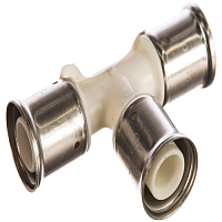 Тройник пресс 26х26х26 равнопроходной, ПВДФ белый | код 9PKW-262626 | Henco