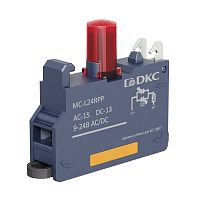 Контактный блок с клеммным безвинтовым зажимом со светодиодом на 9-24В, красный | код MC-L24RPP | DKC