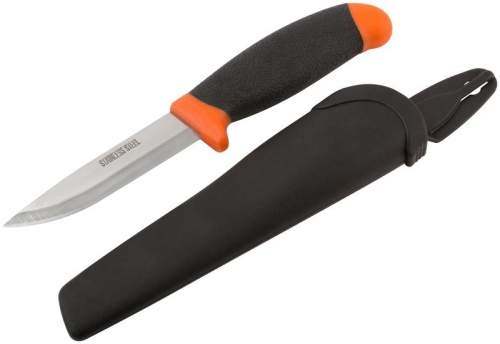 Нож строительный, нерж.сталь, прорезиненная желто-черная ручка | код 10615 | FIT Нож строительный, нерж.сталь, прорезиненная желто-черная ручка | код 10615 | FIT