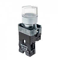 Переключатель с LED подсветкой, 24V AC/DC , прозрачный, 2 полож. 1NO, фикс., мет. MTB2-BK2761 | код 58213 | MEYERTEC