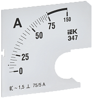 Шкала смен. для амперметра Э47 75/5А-1,5 72х72мм IEK | код IPA10D-SC-0075 | IEK