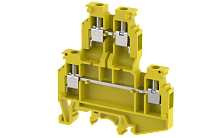 Клемма проходная винтовая 4 мм2, двухуровневая, на 4 подключения, желтая KUDD4N(Y) | код 1103390004 | Elmex