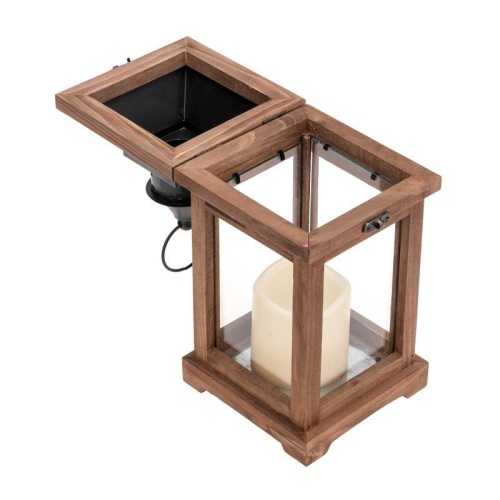 Декоративный фонарь со свечкой корпус из дерева размер 14х14х35cм цвет теплый белый | код 513-075 | Neon-Night фото 11