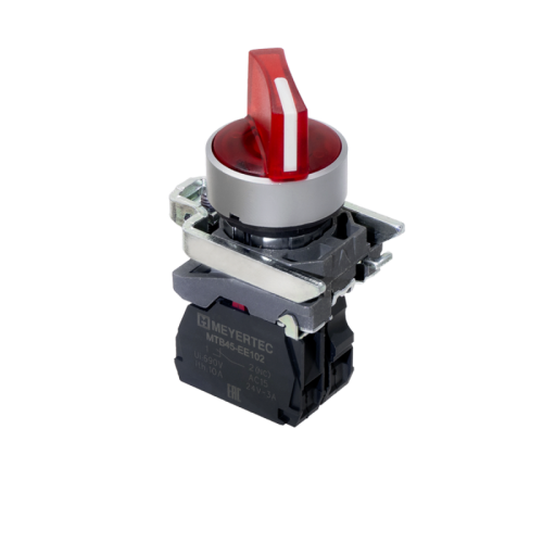 Переключатель на 3 положения с фиксацией и подсветкой, красный, 1NС, 24V AC/DC, IP65, металл MTB4-BK34721 | код 137186 | MEYERTEC