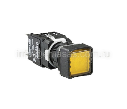 Кнопка нажимная, возвратная, квадратная, жёлтая (1НО) | код D100KDS | EMAS