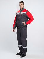 Костюм Сфера NEW (ткань Смесовая,210) полукомбинезон, темно-серый/красный, 52-54/ 182-188 | код 87468102 | Факел