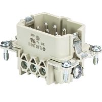 Вилочная контактная вставка REVOS, Size 6, винтовая фиксация, с защитой провода, 6 полюсов + РЕ, 500 V, 16 A, материал контактов: медный сплав, покрытие контактов: серебро | код 70.310.0602.0 | Wieland