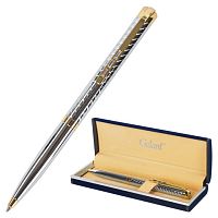 Ручка подарочная шариковая GALANT Barendorf , корпус серебристый с гравировкой, золотистые детали, пишущий узел 0,7 мм, синяя | код 141011 | GALANT