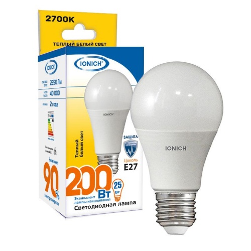 Лампа светодиодная A65 24Вт E27 2700К тепл. бел. IONICH 1808