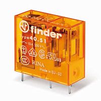 Миниатюрное универсальное электромеханическое реле, монтаж только на печатную плату, выводы с шагом 5мм, длина ножек 3,5мм, 1СO 10A, контакты AgNi, катушка 5В DC, степень защиты RTII | код 405190051020 | FINDER