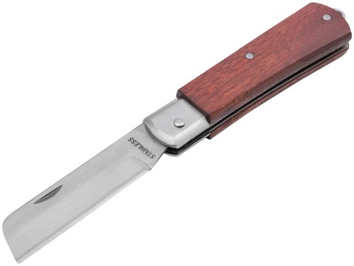 Нож электрика "Профи" складной нержав. прямое лезвие 90мм деревян. ручка FIT 10524 фото 2