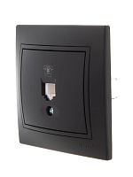 MIRA Розетка телефонная евро чёрный бархат со вставкой (10шт/120шт) | код 701-4242-137 | LEZARD