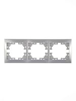 Рамка 3-м Мира горизонт. метал. сер. LEZARD 701-1000-148
