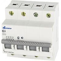 Выключатель автоматический четырехполюсный 1А В ВА47-063Про 4.5kA | код 7000060 | Контактор