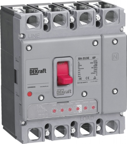 Силовой авт. выкл. с электрон. расц. 4P 160А 70кА ВА-353E | код 22664DEK | DEKraft Силовой авт. выкл. с электрон. расц. 4P 160А 70кА ВА-353E | код 22664DEK | DEKraft
