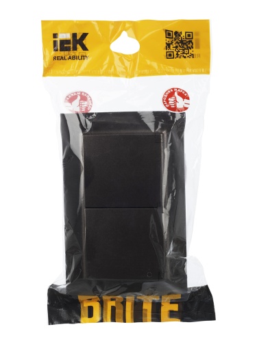 BRITE Розетка 2-местная с заземлением с защитными шторками и крышкой 16А в сборе IP44 РСбш12-3-44-БрТБ темная бронза IEK | код BR-R26-16-44-K45-F | IEK фото 7