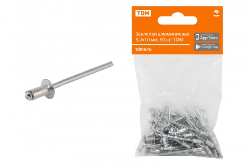 Заклепки алюминиевые 4.0х10 мм, 50 шт TDM | код SQ1037-0104 | TDM