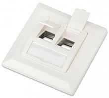 Рамка 80х80 для двух вставок формата Keystone Jack пос. размер 60 мм белая, Hyperline FP-GTF-2AS-WH | код 235097 | Hyperline