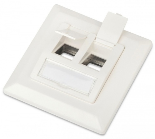 Рамка 80х80 для двух вставок формата Keystone Jack пос. размер 60 мм белая, Hyperline FP-GTF-2AS-WH | код 235097 | Hyperline