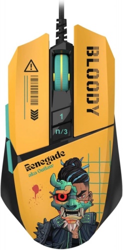 Мышь A4Tech Bloody W63 Max Renegade желтый/рисунок оптическая (120000dpi) USB | код 2000345 | A4TECH