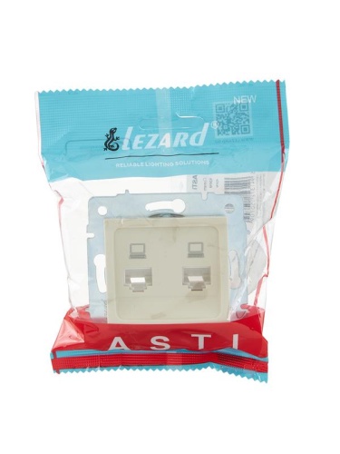 Розетка компьютерная 2-м СП ASTI IP20 RJ45 механизм крем. LEZARD 7081-0388-141 фото 4