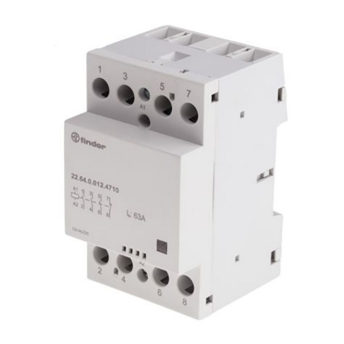 Модульный контактор, 3NO+1NC 63А (зеркальные контакты EN 60947-4-1), контакты AgSnO2, катушка 24В АС/DC, ширина 53.5мм, степень защиты IP20, опции: мех.индикатор | код 226400244717 | FINDER