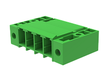 MC-PH7.62H05-F Разъём штекерный MC, угл. конт.,шаг 7,62мм,5 конт., с гайкой, зел., шт | код MC-PH7.62H05-F | SUPU