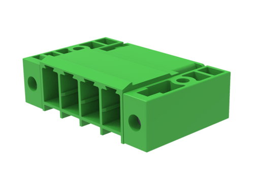 MC-PH7.62H05-F Разъём штекерный MC, угл. конт.,шаг 7,62мм,5 конт., с гайкой, зел., шт | код MC-PH7.62H05-F | SUPU