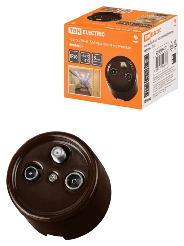 Розетка TV+R+ SAT оконечная коричневая «Болонь» TDM | код SQ1820-0457 | TDM Розетка TV+R+ SAT оконечная коричневая «Болонь» TDM | код SQ1820-0457 | TDM